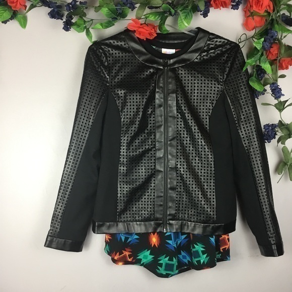 LIKE NEW💚🖤 RAFAELLA Black Mock Vegan Leather Jacket Size 4 - Picture 4 of 14